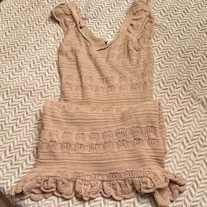 Elegant Tan Crochet Dress